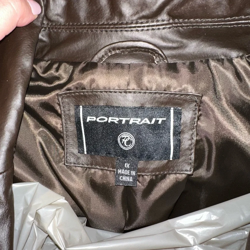 Nordstrom brand “contrast” Genuine Leather jacket 
Worn once - Picture 3 of 6